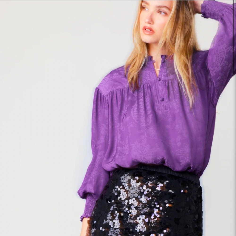 NEW! Current Air - Purple Paisley Blouse - S
